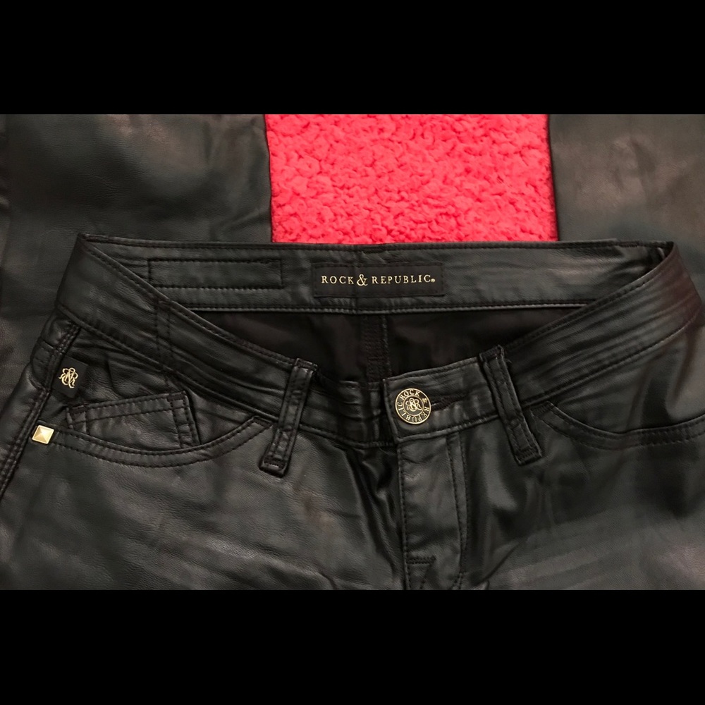 Rock & Republic Black Faux Leather Pants